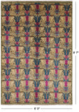 Green William Morris Handmade Wool Area Rug - 6' 0" X 8' 7" - Golden Nile