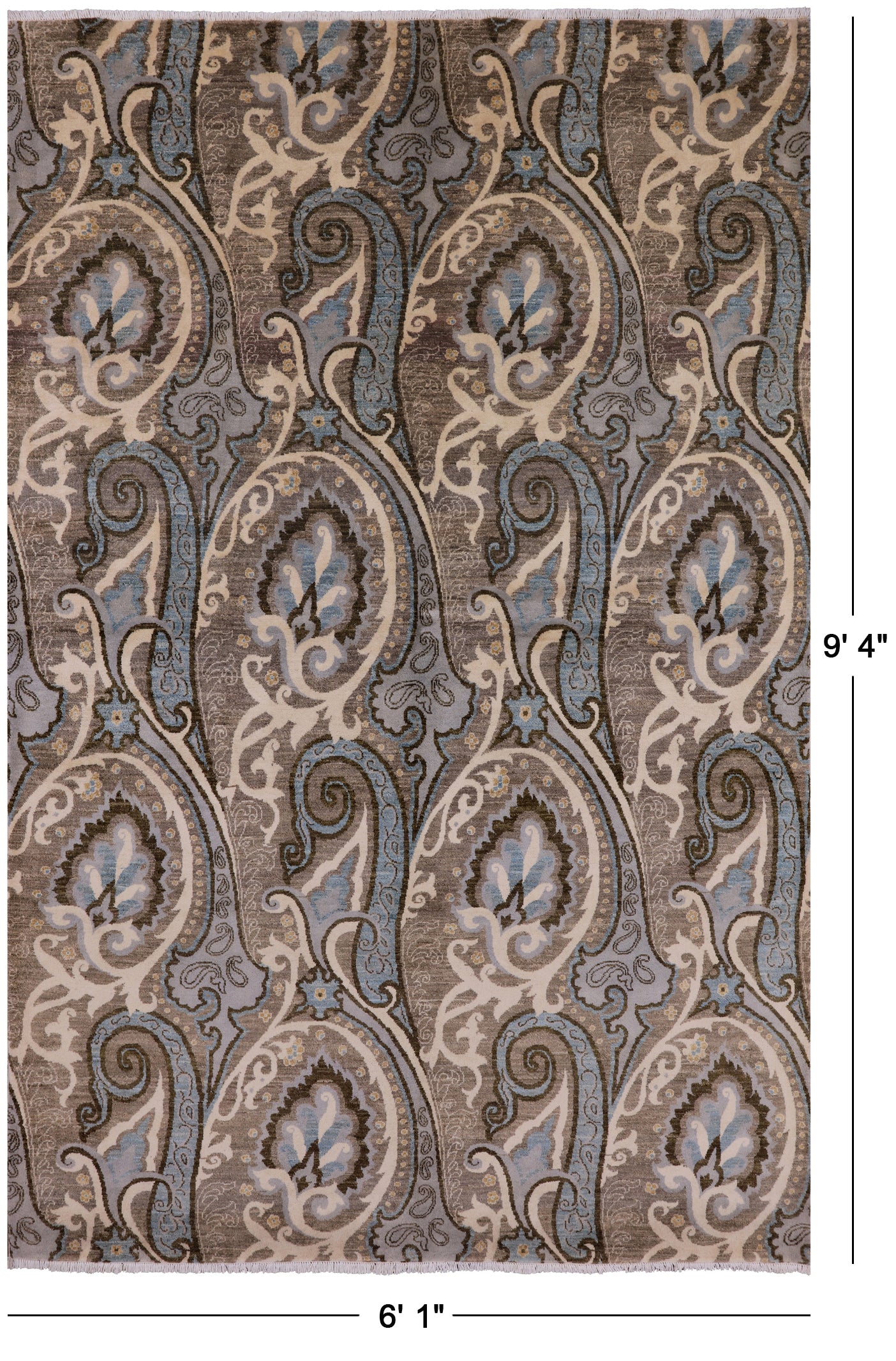 William Morris Hand Knotted Wool Rug - 6' 1" X 9' 4" - Golden Nile