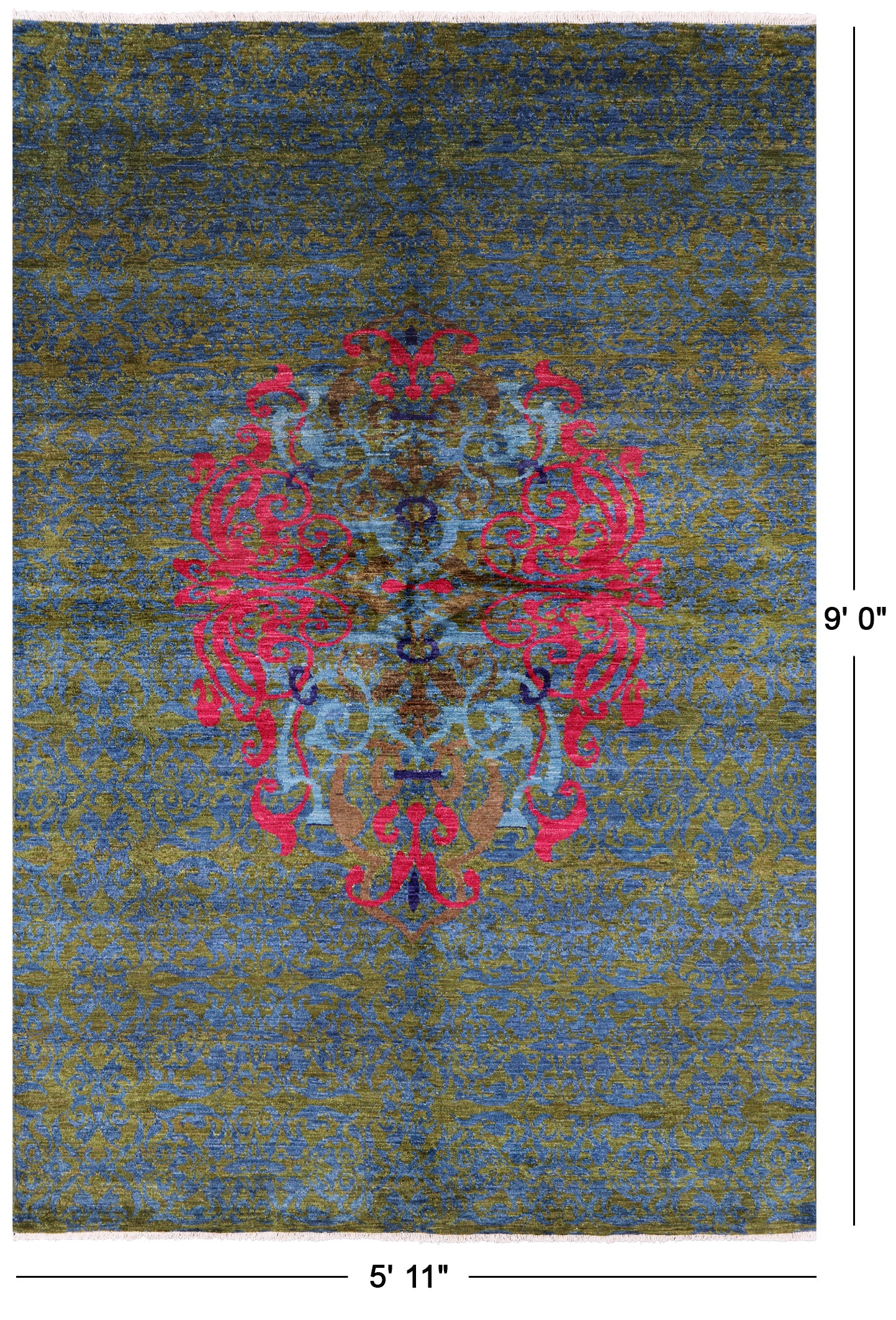 William Morris Handmade Wool Rug - 5' 11" X 9' 0" - Golden Nile