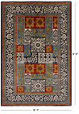 Black William Morris Handmade Wool Area Rug - 6' 1" X 9' 3 - Golden Nile