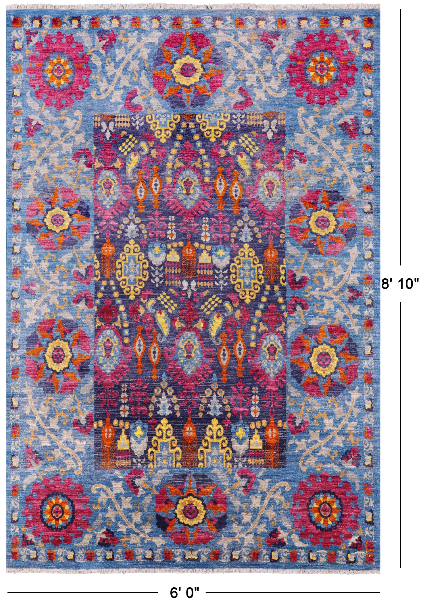 William Morris Handmade Wool Rug - 6' 0" X 8' 10" - Golden Nile
