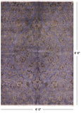Purple William Morris Hand Knotted Wool Rug - 6' 0" X 8' 6" - Golden Nile