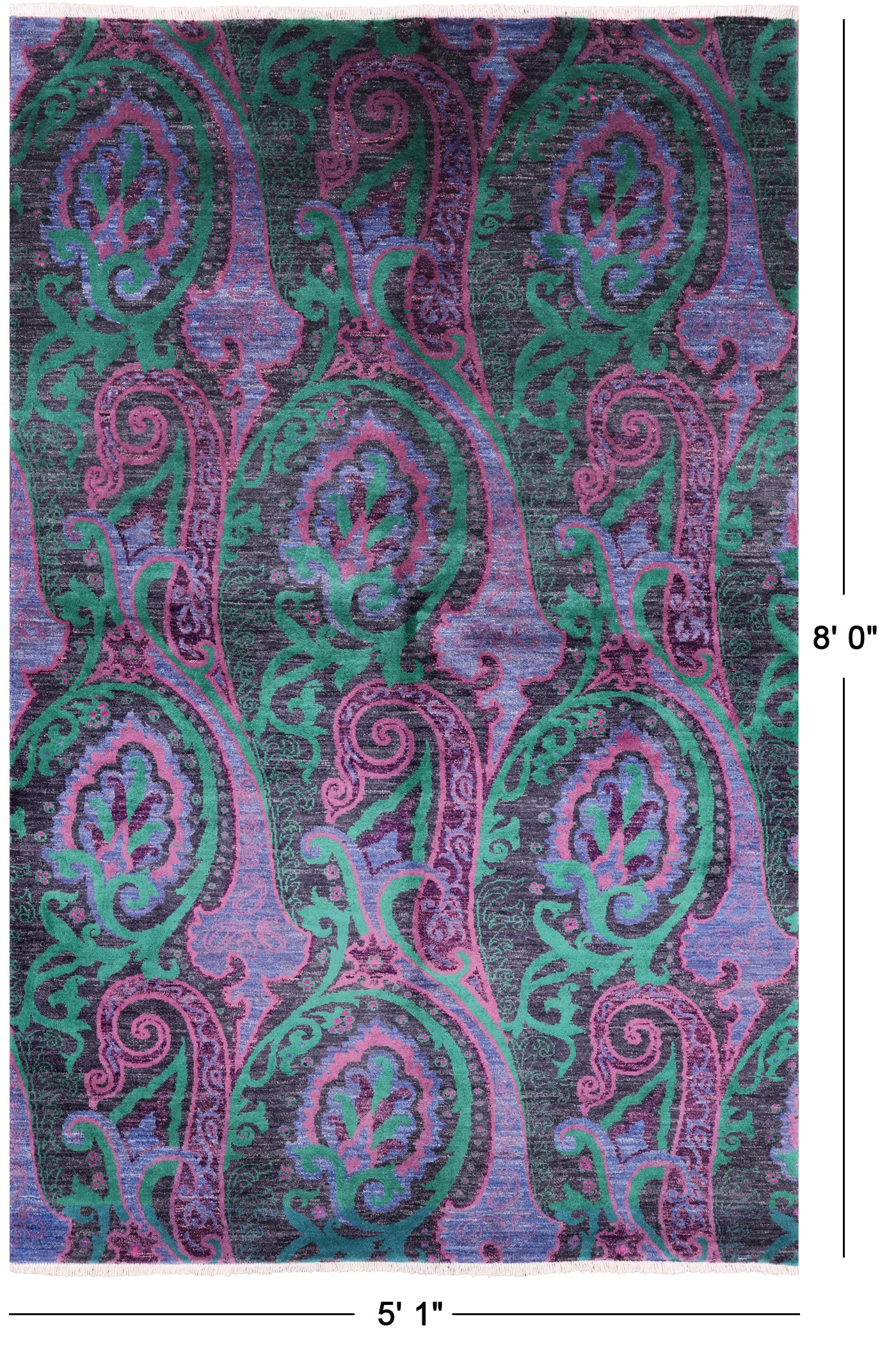 William Morris Handmade Wool Rug - 5' 1" X 8' 0" - Golden Nile
