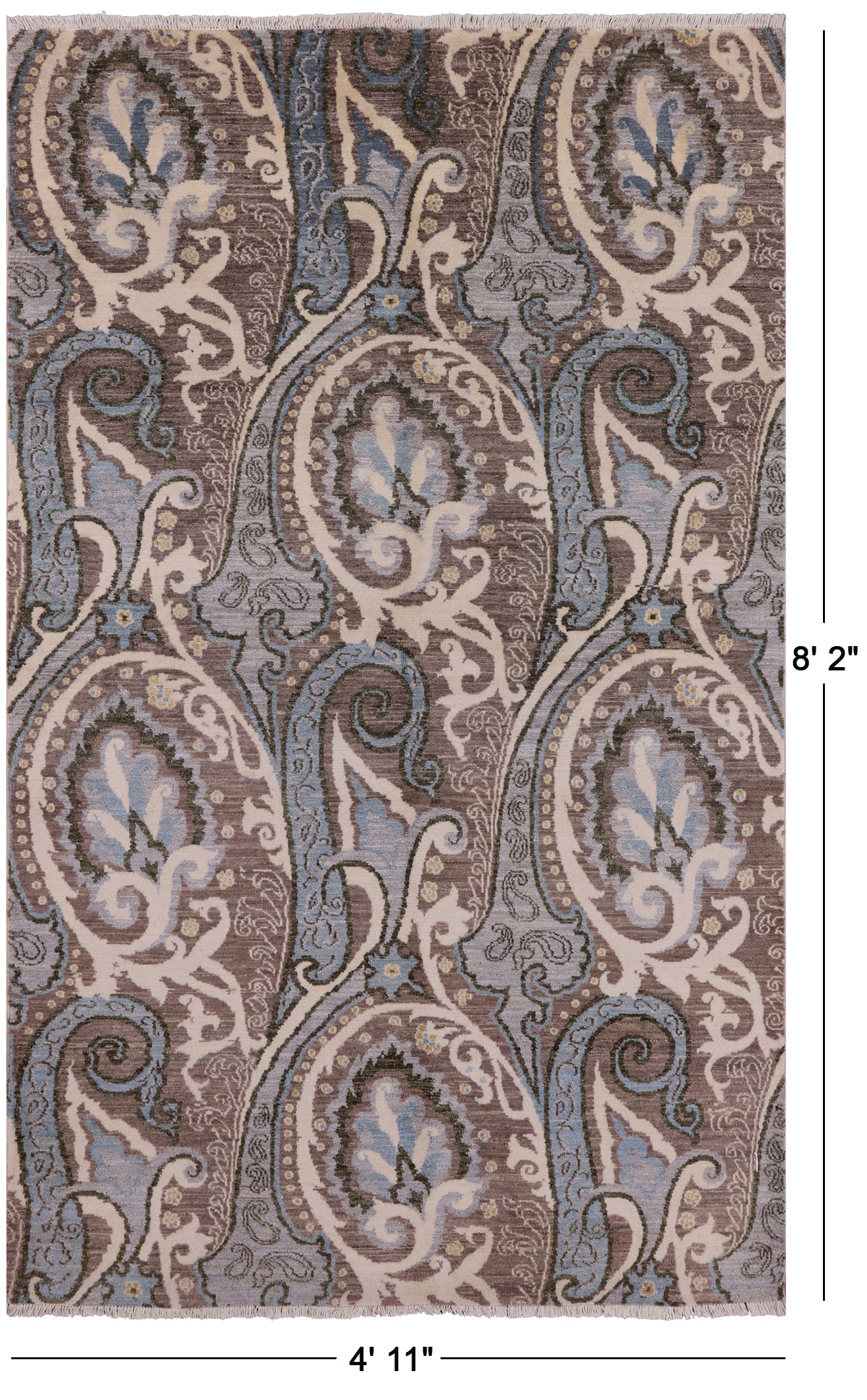 William Morris Handmade Wool Rug - 4' 11" X 8' 2" - Golden Nile