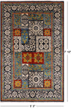 Black William Morris Handmade Wool Area Rug - 5' 3" X 7' 10" - Golden Nile