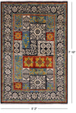 Black William Morris Handmade Wool Area Rug - 5' 2" X 7' 10" - Golden Nile