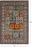 Black William Morris Handmade Wool Area Rug - 5' 2" X 7' 10" - Golden Nile