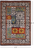 Black William Morris Hand Knotted Wool Area Rug - 4' 2" X 5' 11" - Golden Nile