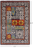 Black William Morris Handmade Wool Area Rug - 4' 1" X 6' 0" - Golden Nile
