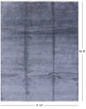 Grey Savannah Grass Hand Knotted Wool & Silk Rug - 7' 11" X 10' 0" - Golden Nile