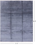 Grey Savannah Grass Hand Knotted Wool & Silk Rug - 7' 11" X 10' 0" - Golden Nile