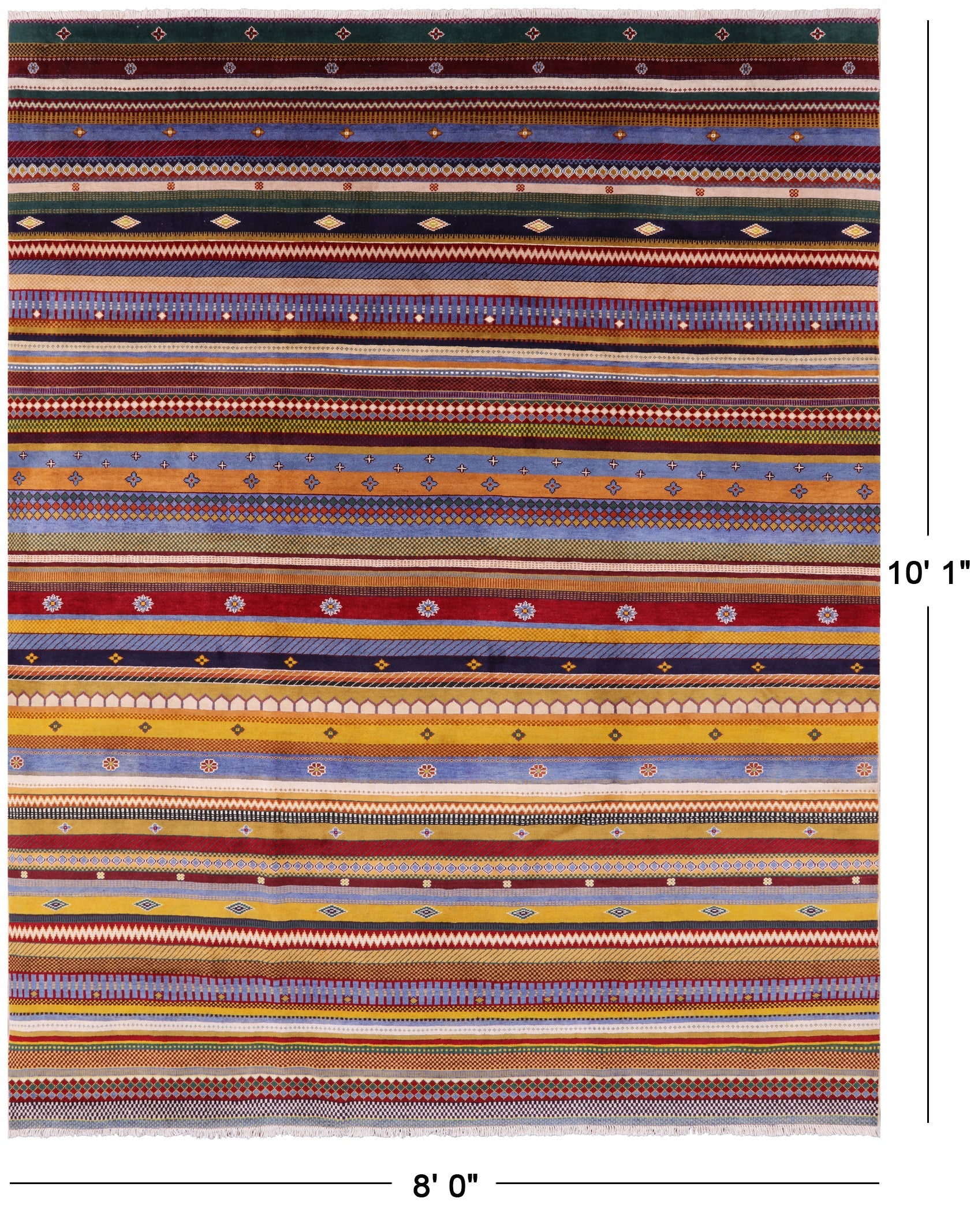 Tribal Persian Gabbeh Hand Knotted Wool Rug - 8' 0" X 10' 1" - Golden Nile
