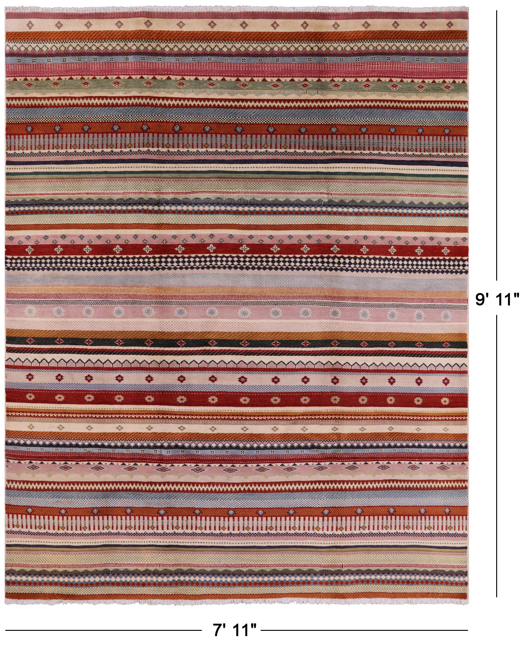Persian Gabbeh Tribal Hand Knotted Wool Rug - 7' 11" X 9' 11" - Golden Nile