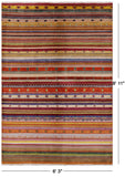 Tribal Gabbeh Hand Knotted Wool Rug - 6' 3" X 8' 11" - Golden Nile