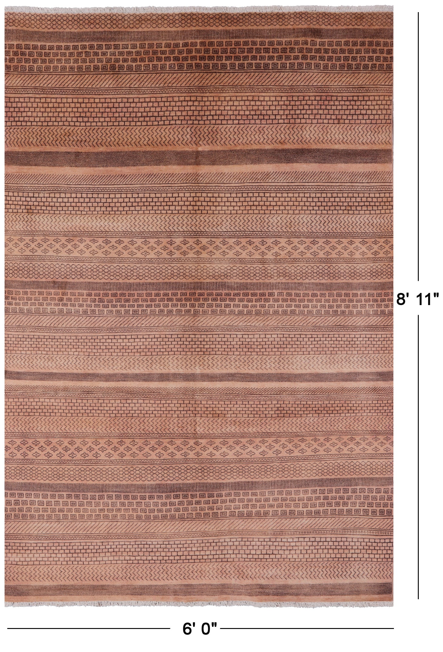 Tribal Persian Gabbeh Hand Knotted Wool Rug - 6' 0" X 8' 11" - Golden Nile