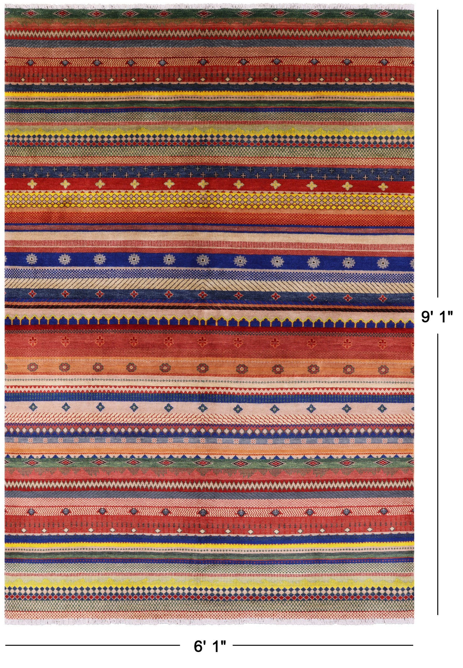 Persian Gabbeh Tribal Hand Knotted Wool Rug - 6' 1" X 9' 1" - Golden Nile