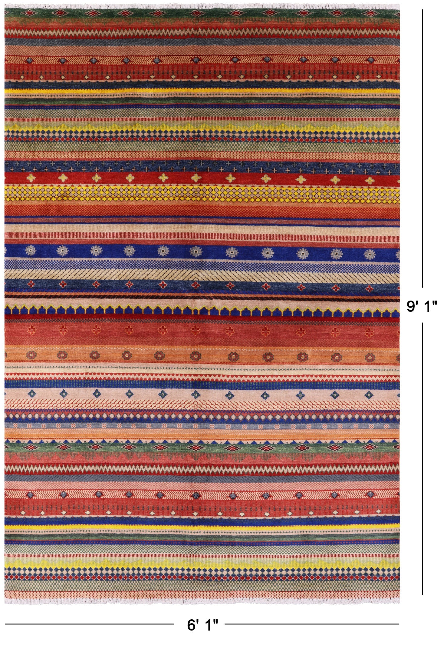 Persian Gabbeh Tribal Hand Knotted Wool Rug - 6' 1" X 9' 1" - Golden Nile