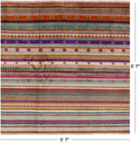 Square Tribal Gabbeh Handmade Wool Rug - 5' 7" X 5' 7" - Golden Nile
