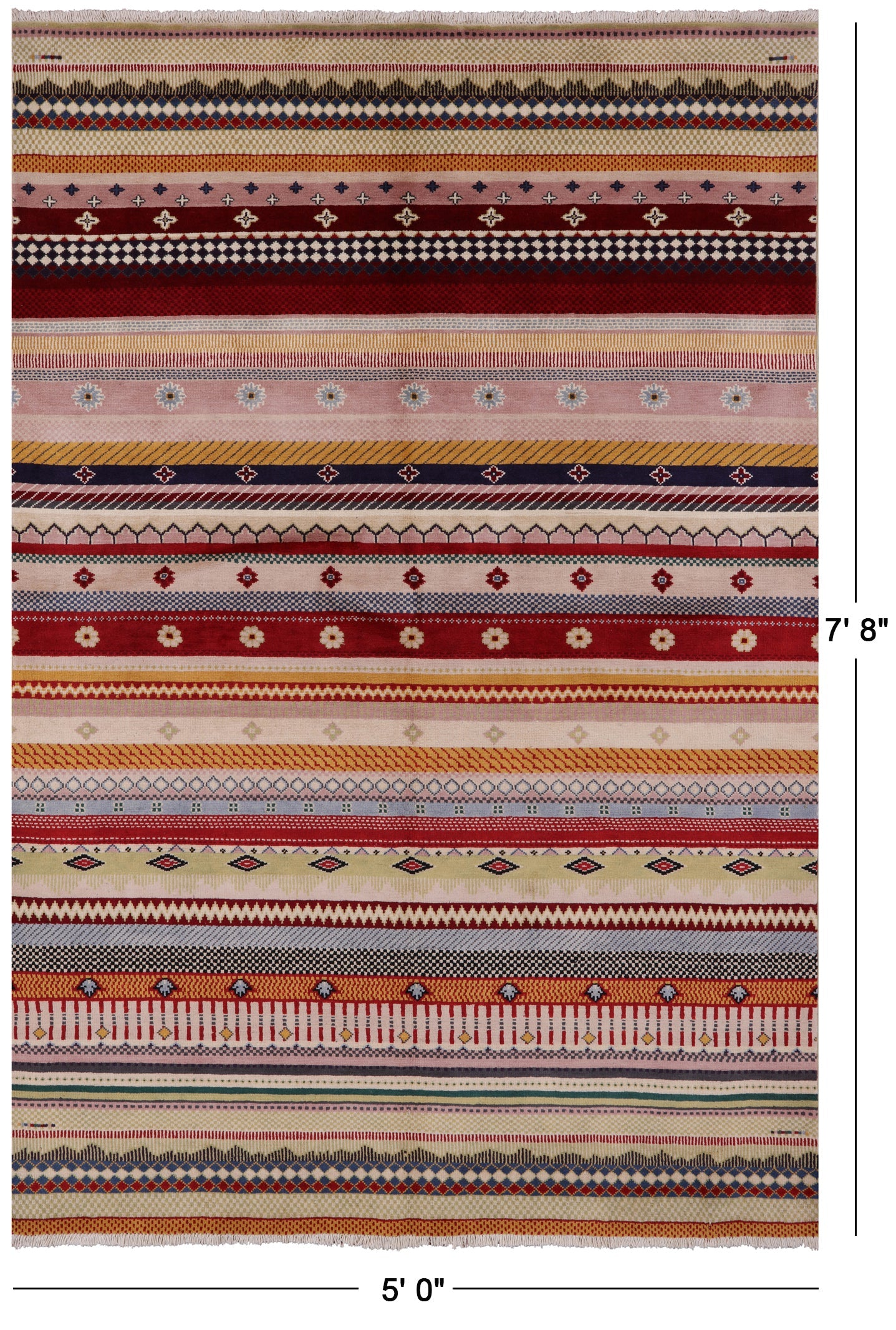 Tribal Persian Gabbeh Hand Knotted Wool Rug - 5' 0" X 7' 8" - Golden Nile