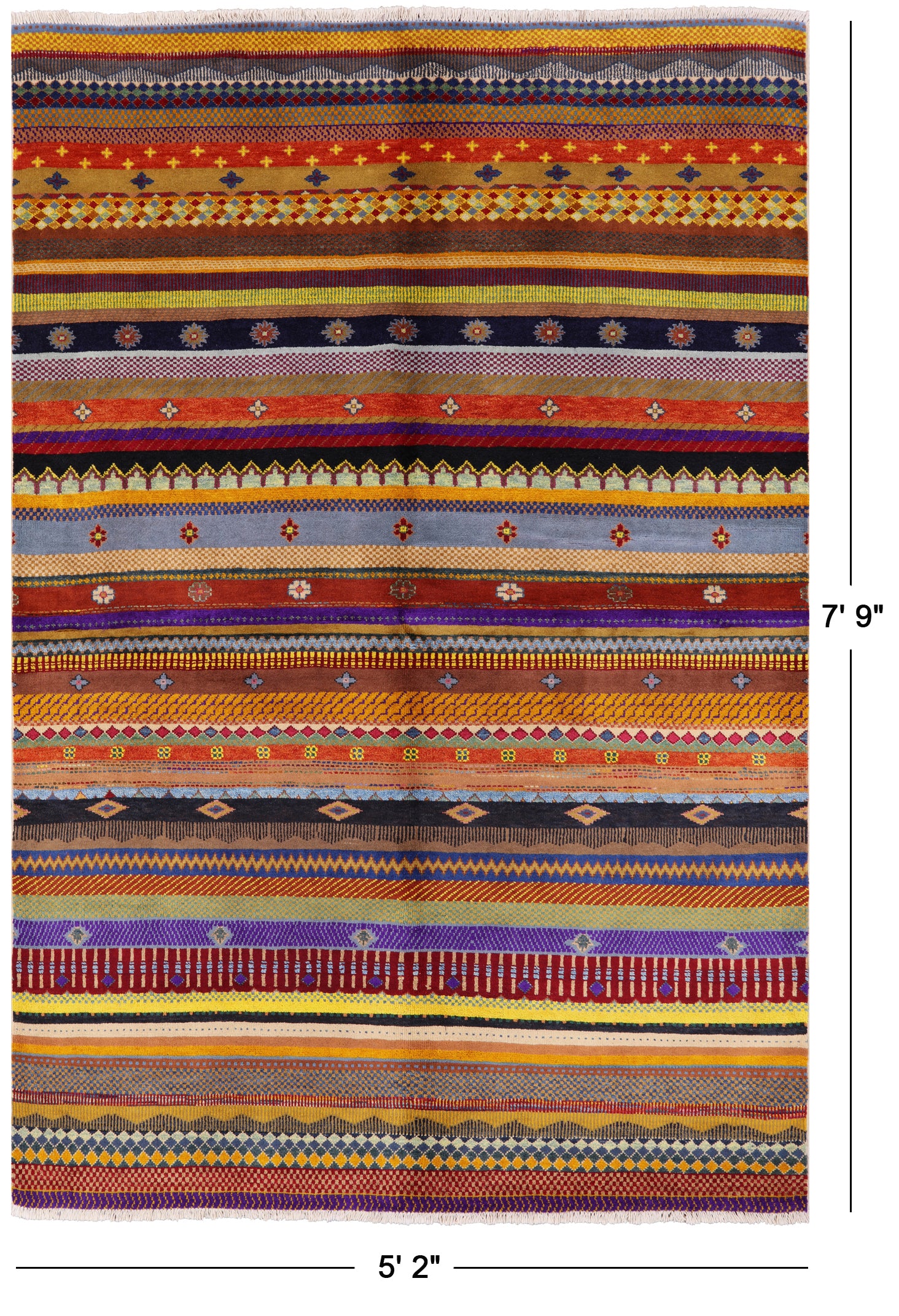 Persian Gabbeh Handmade Wool Rug - 5' 2" X 7' 9" - Golden Nile