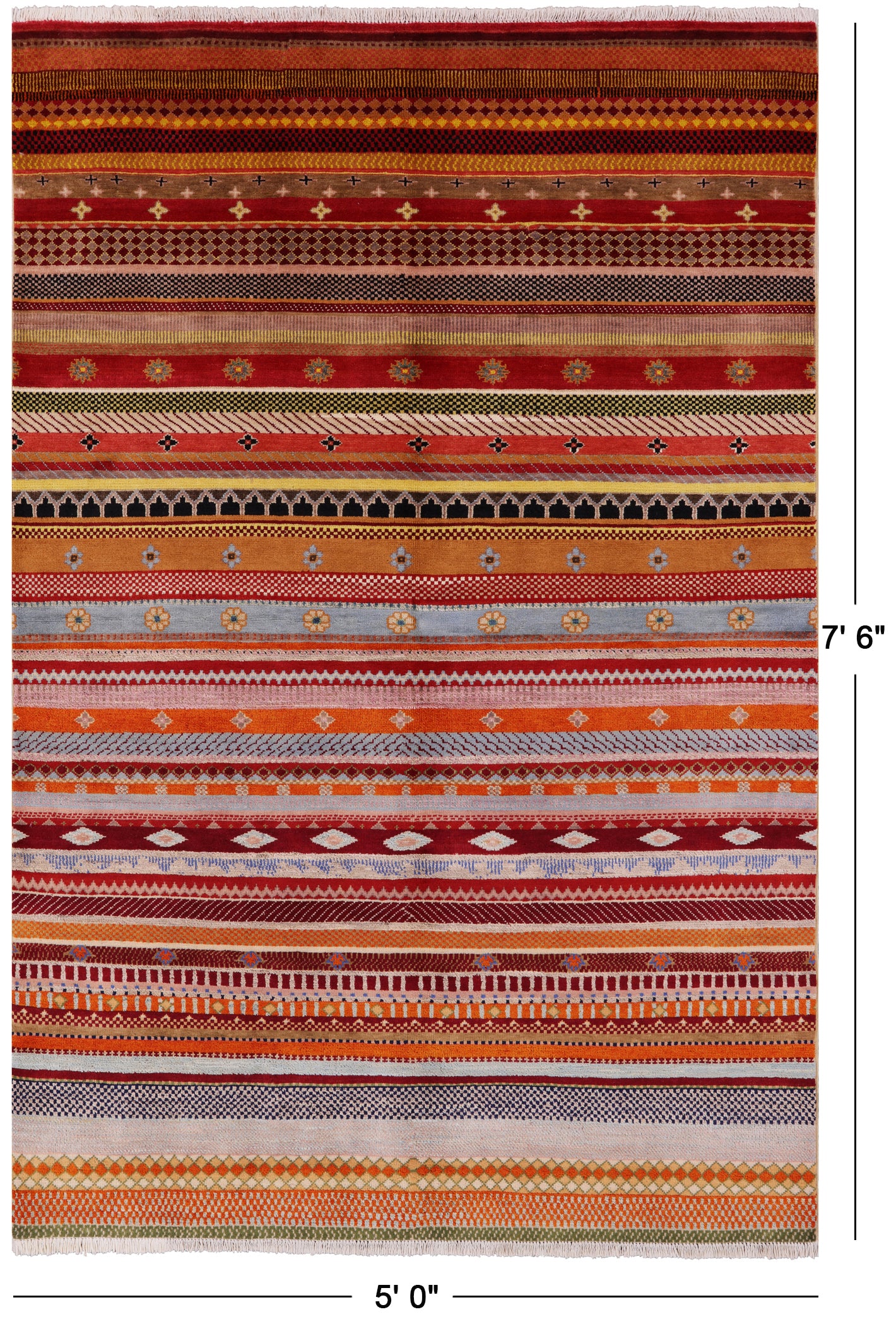 Persian Gabbeh Handmade Wool Rug - 5' 0" X 7' 6" - Golden Nile