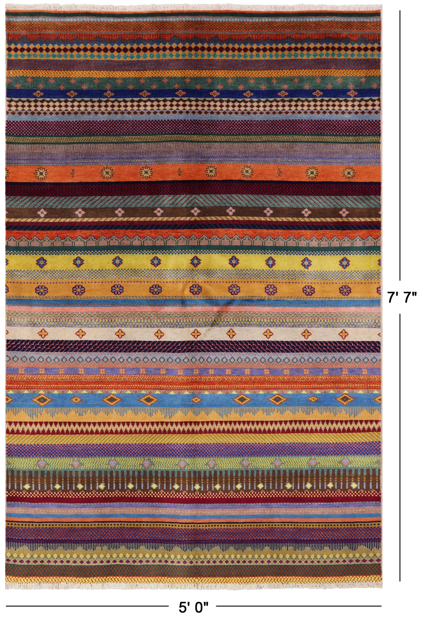 Persian Gabbeh Hand Knotted Wool Rug - 5' 0" X 7' 7" - Golden Nile