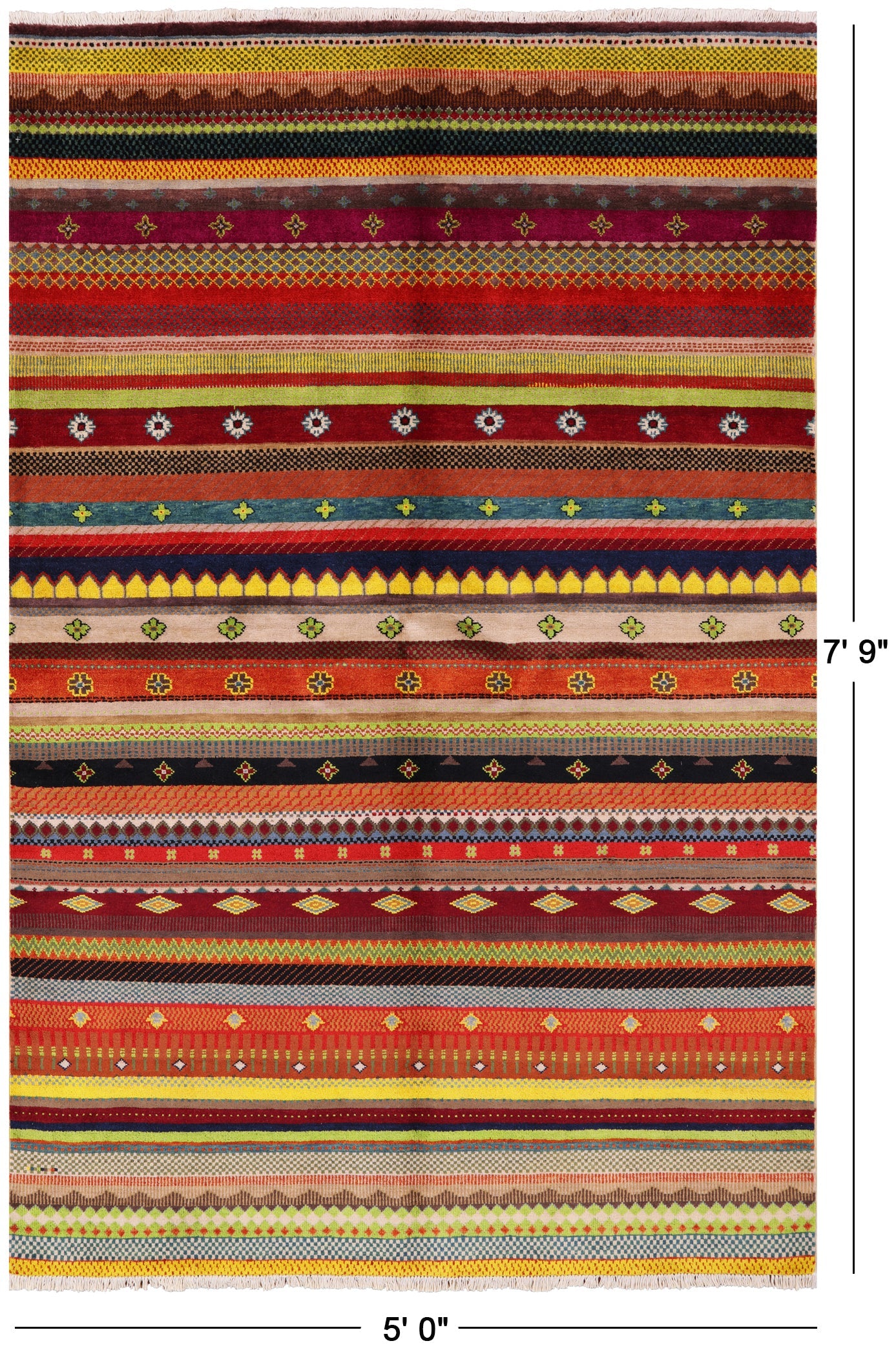 Persian Gabbeh Handmade Wool Rug - 5' 0" X 7' 9 - Golden Nile