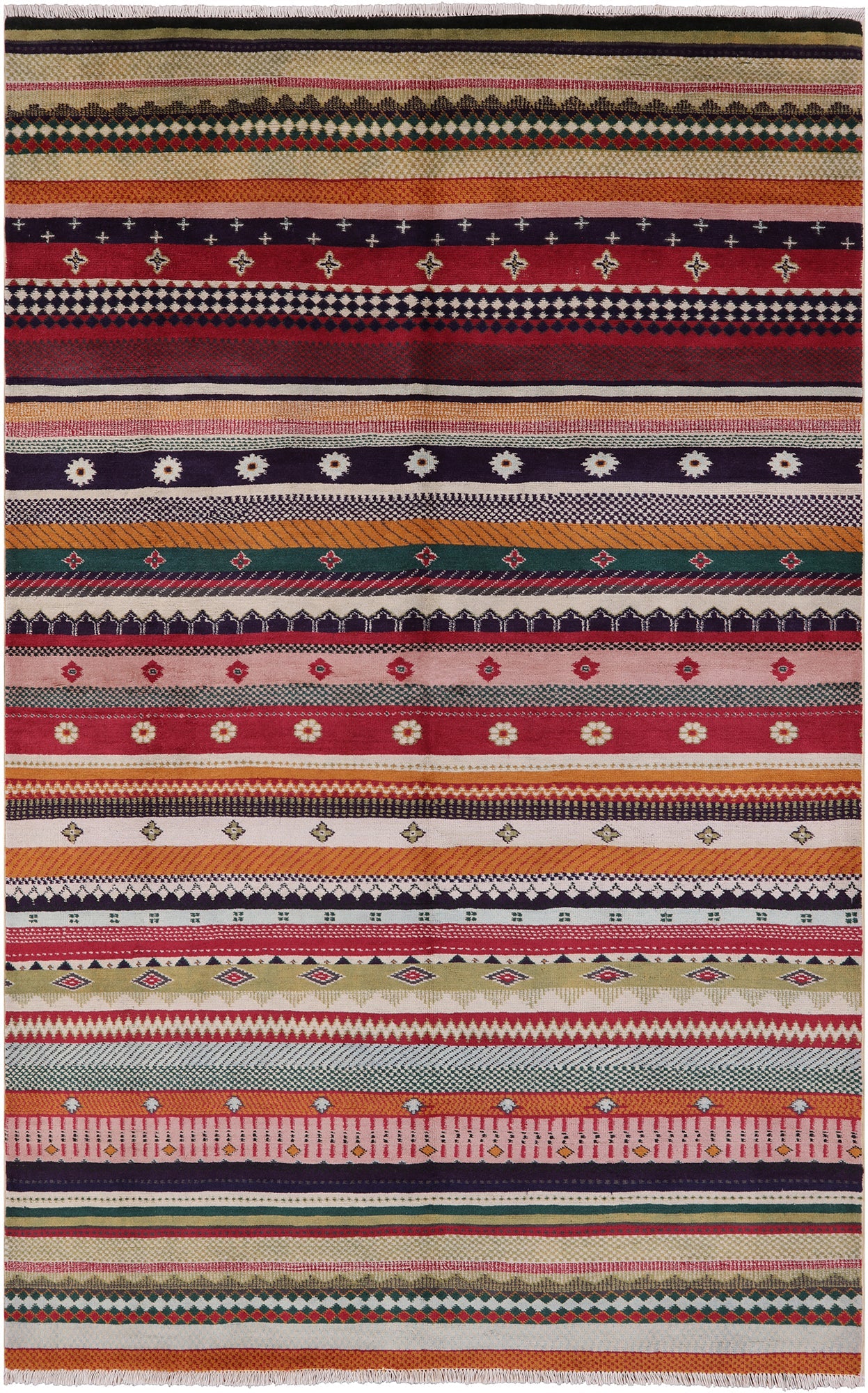 Persian Gabbeh Handmade Wool Rug - 5' 0" X 7' 9" - Golden Nile