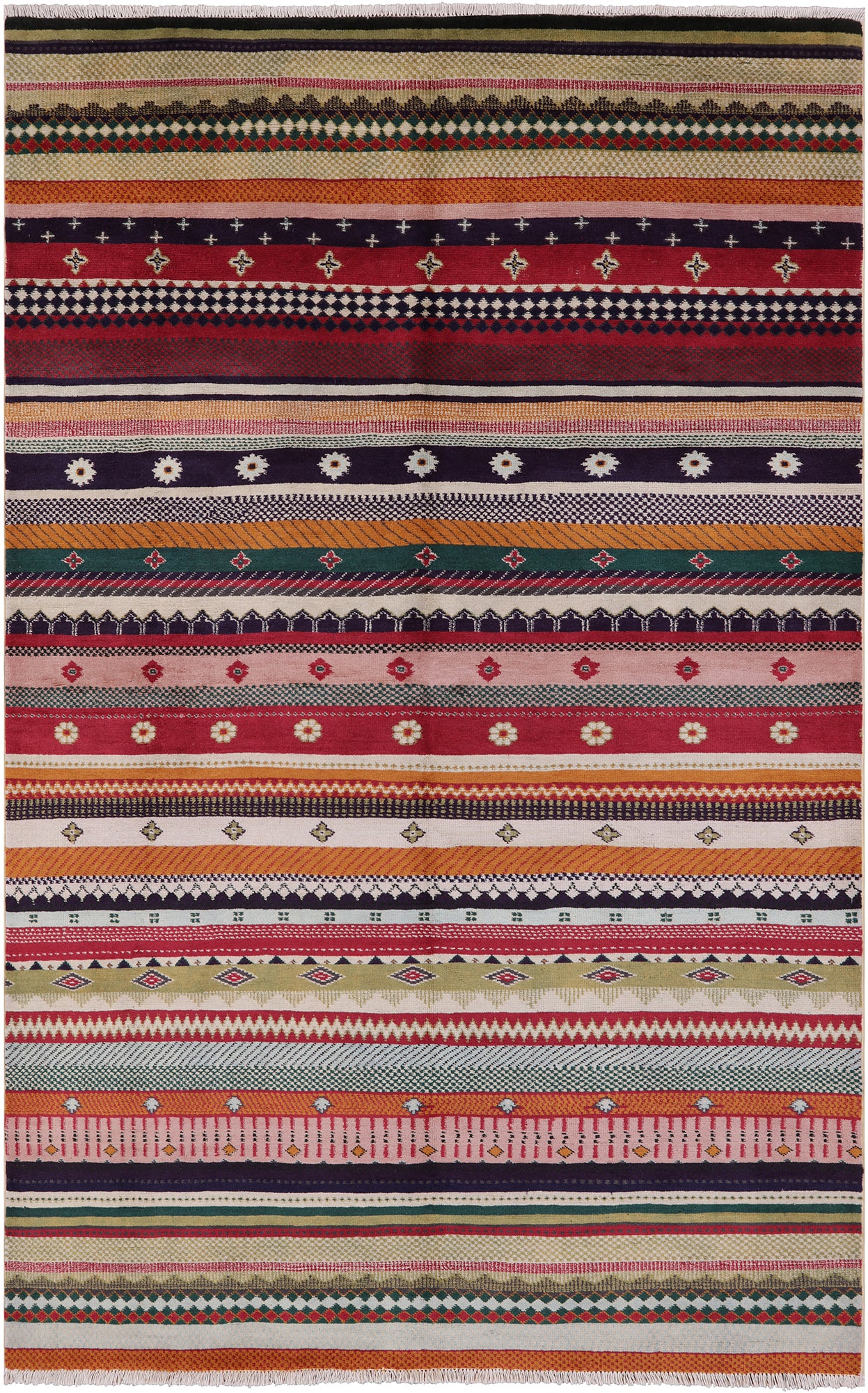 Persian Gabbeh Handmade Wool Rug - 5' 0" X 7' 9" - Golden Nile