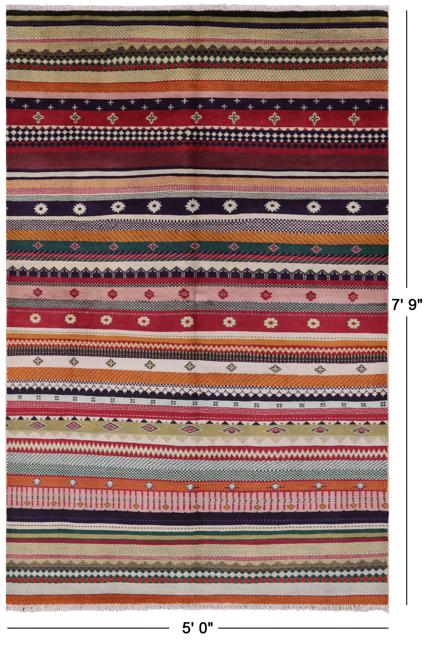 Persian Gabbeh Handmade Wool Rug - 5' 0" X 7' 9" - Golden Nile