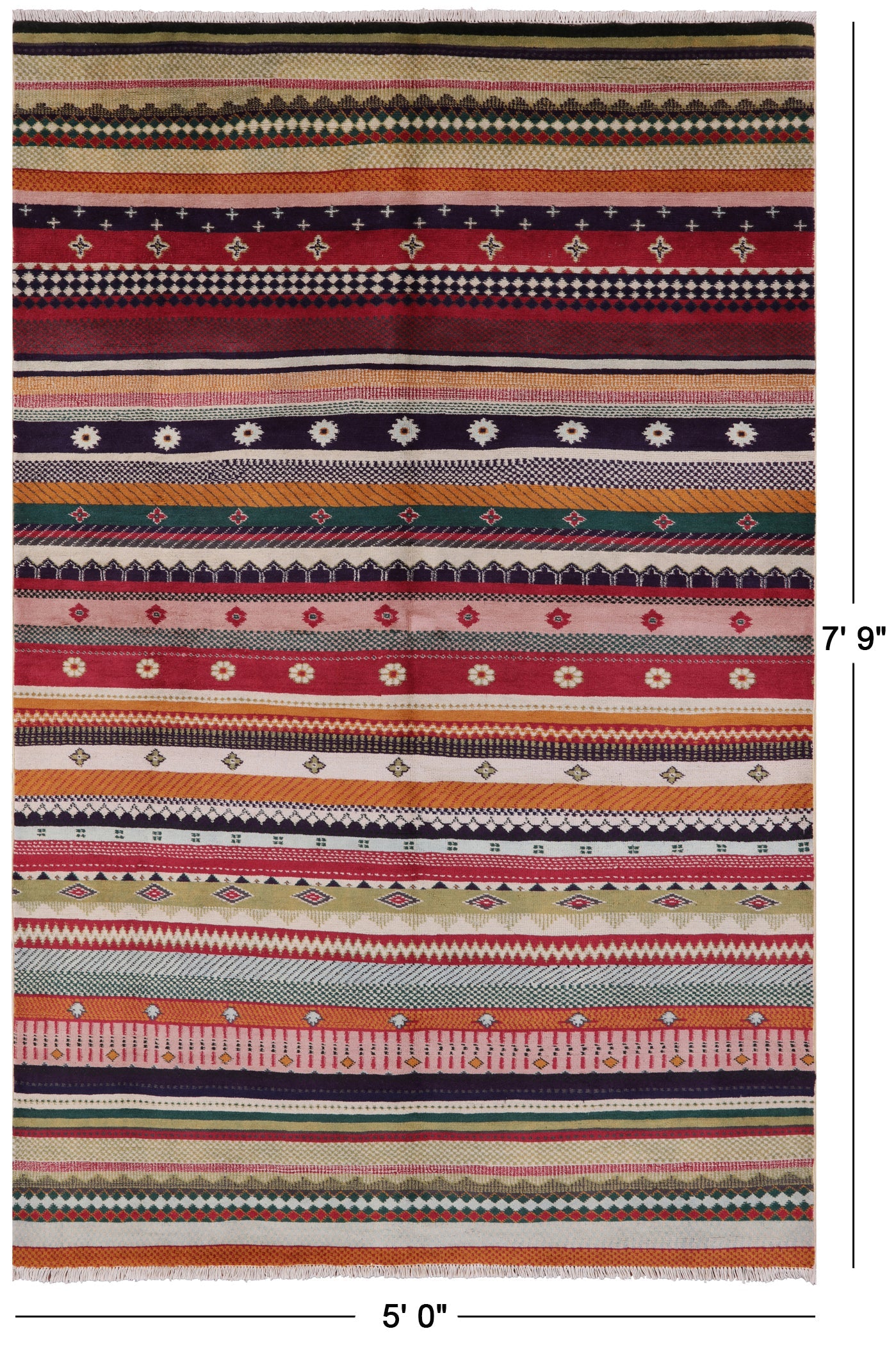 Persian Gabbeh Handmade Wool Rug - 5' 0" X 7' 9" - Golden Nile