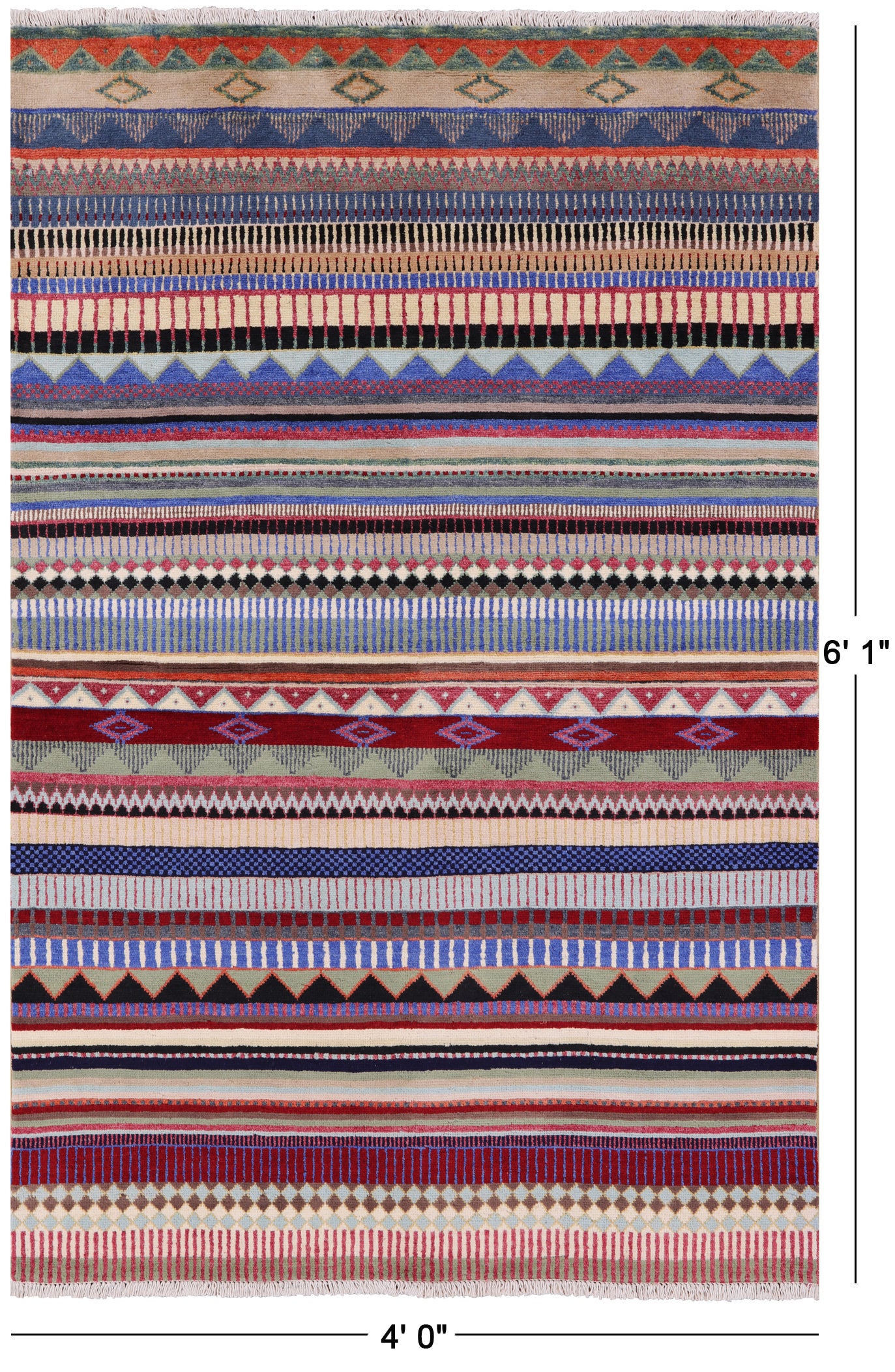 Tribal Persian Gabbeh Hand Knotted Wool Rug - 4' 0" X 6' 1" - Golden Nile
