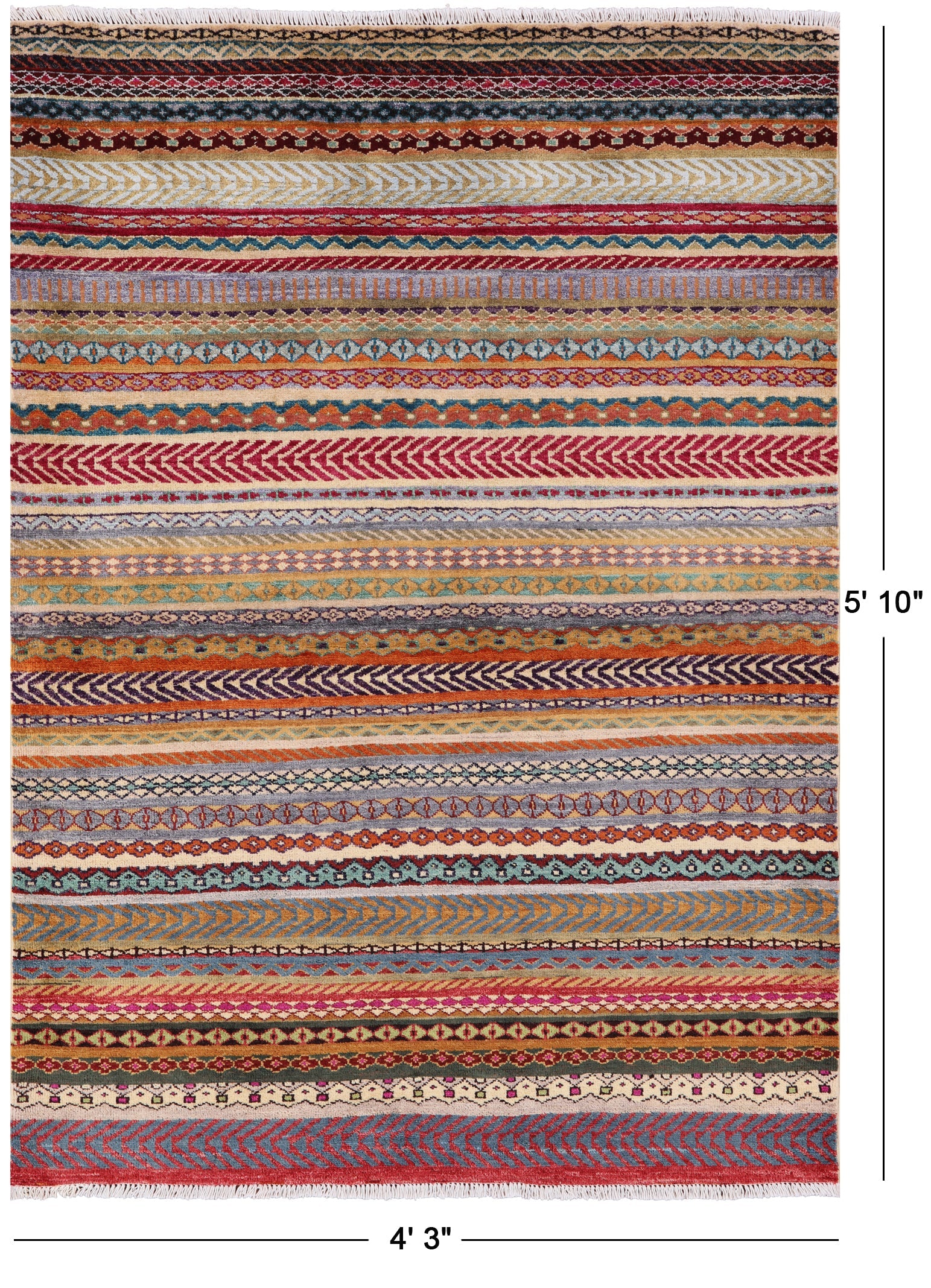 Persian Gabbeh Hand Knotted Wool Area Rug - 4' 3" X 5' 10" - Golden Nile