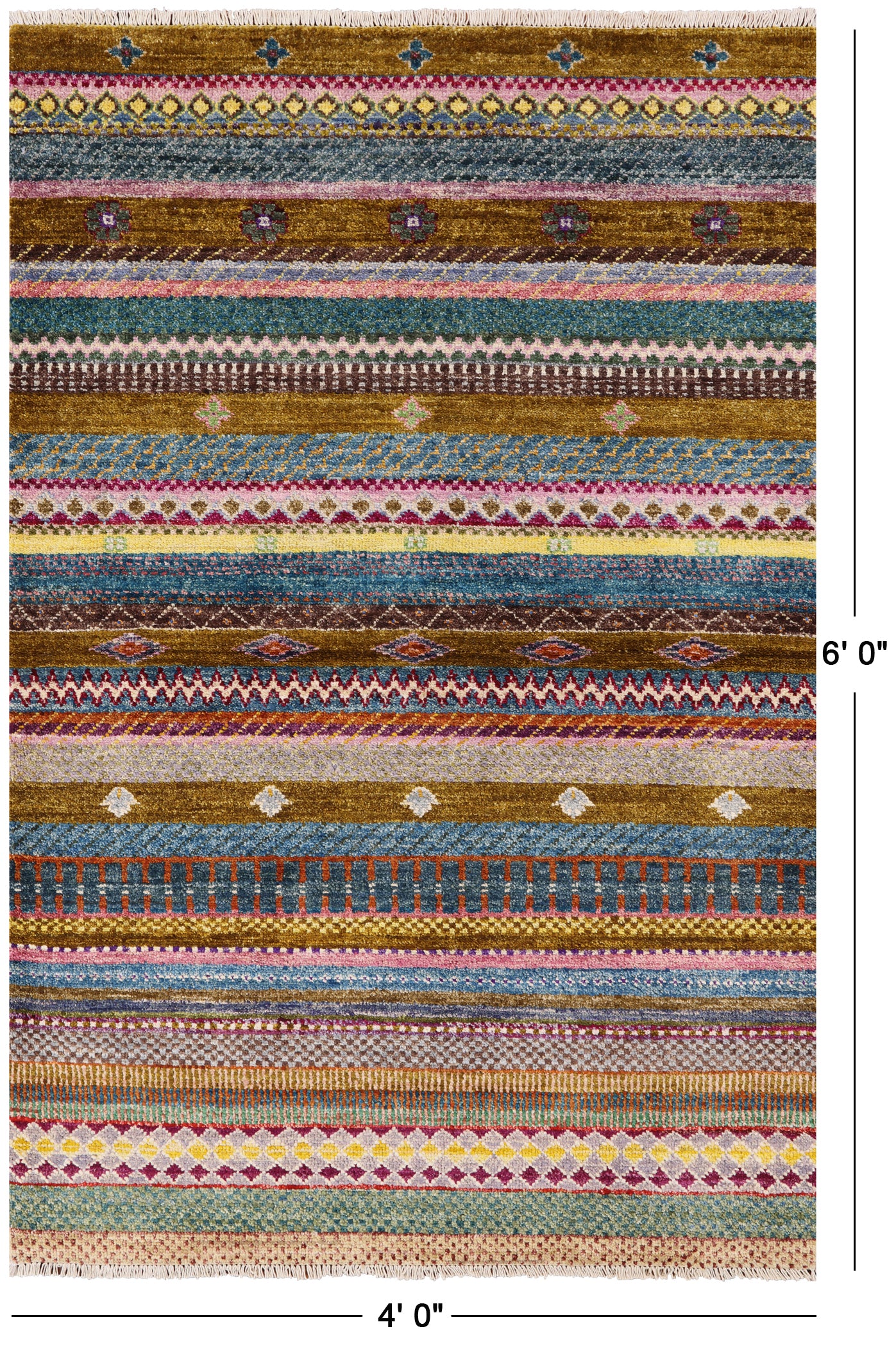 Persian Gabbeh Handmade Wool Rug - 4' 0" X 6' 0" - Golden Nile