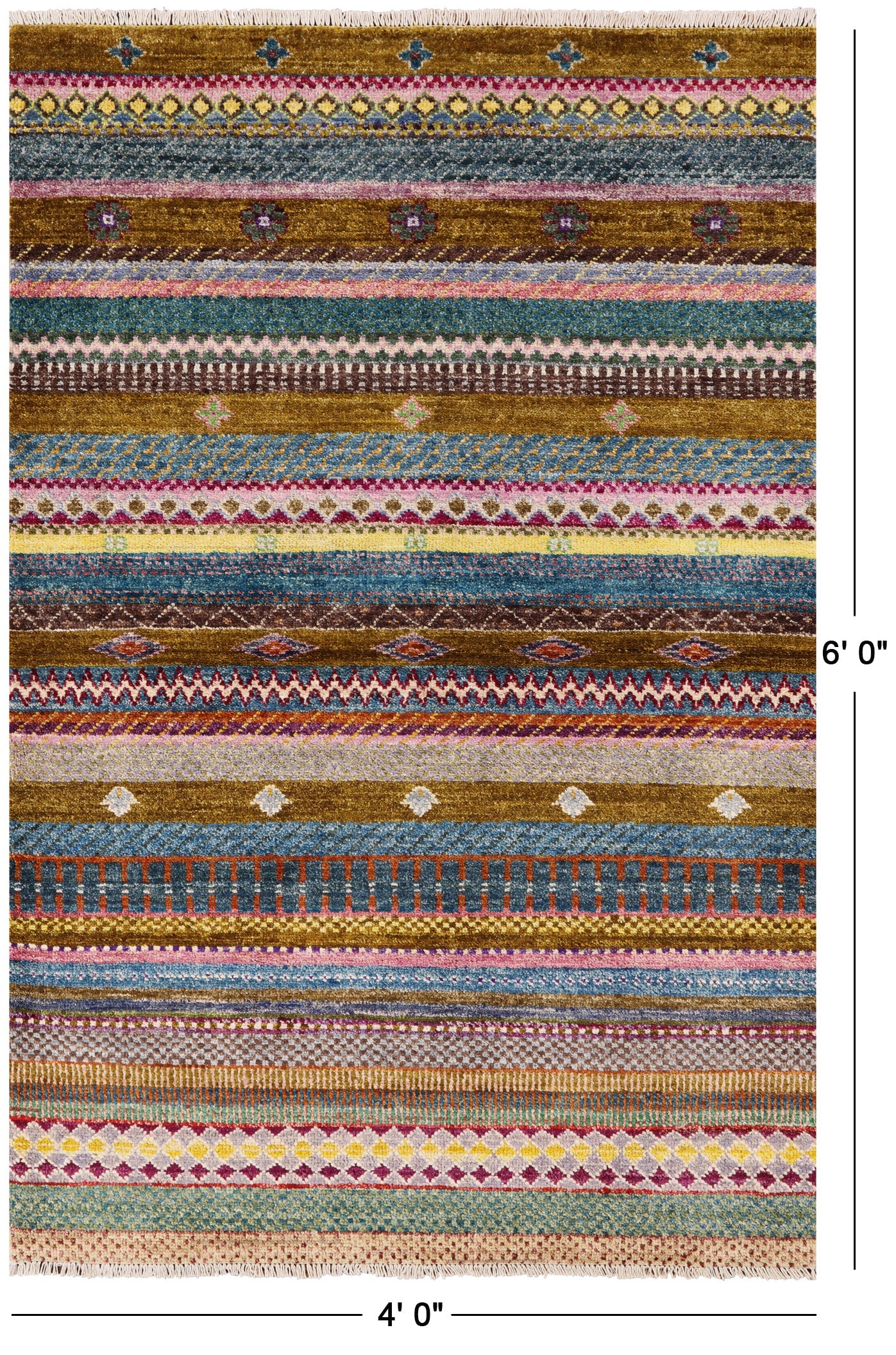 Persian Gabbeh Handmade Wool Rug - 4' 0" X 6' 0" - Golden Nile