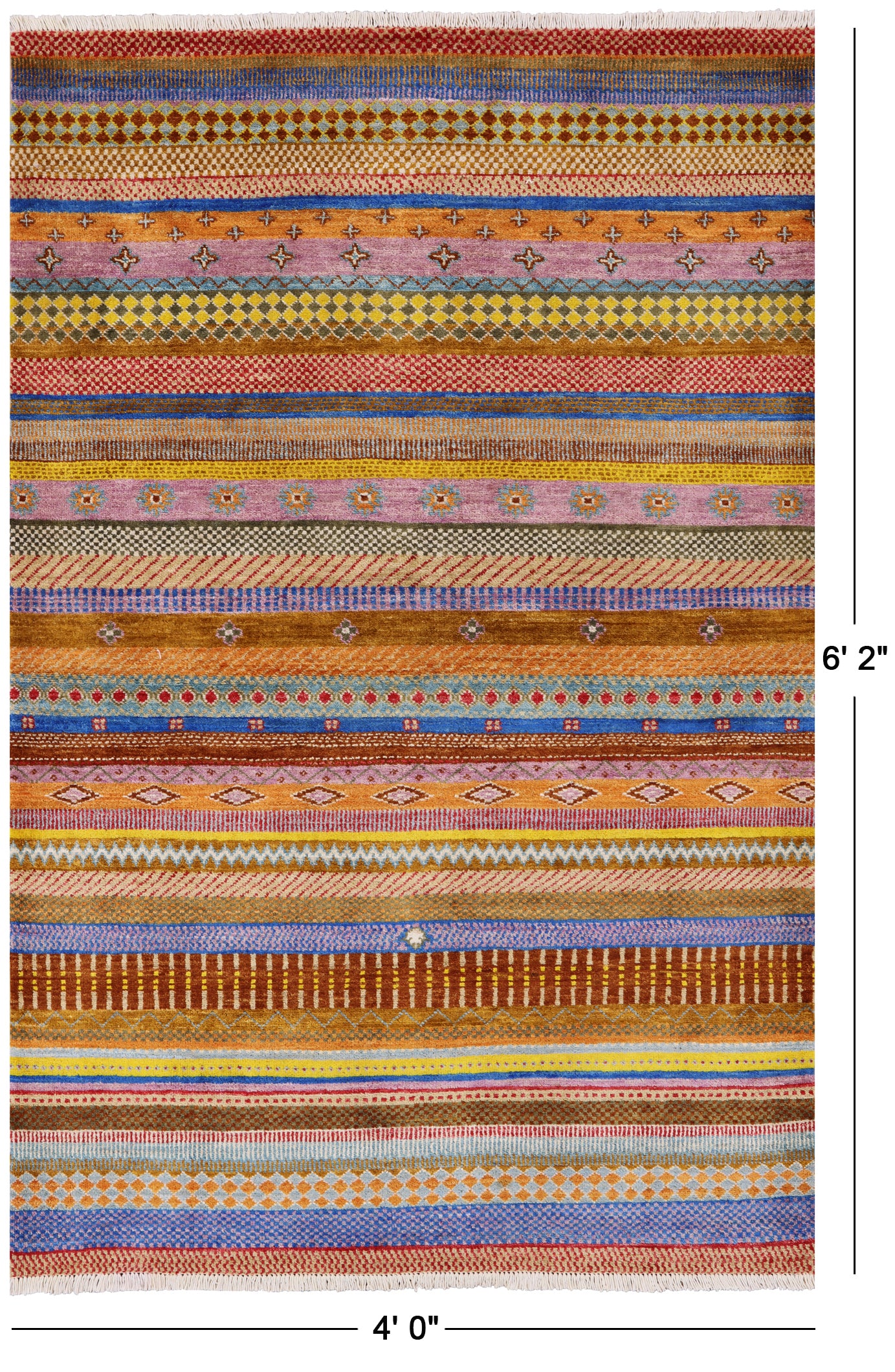 Persian Gabbeh Hand Knotted Wool Rug - 4' 0" X 6' 2" - Golden Nile