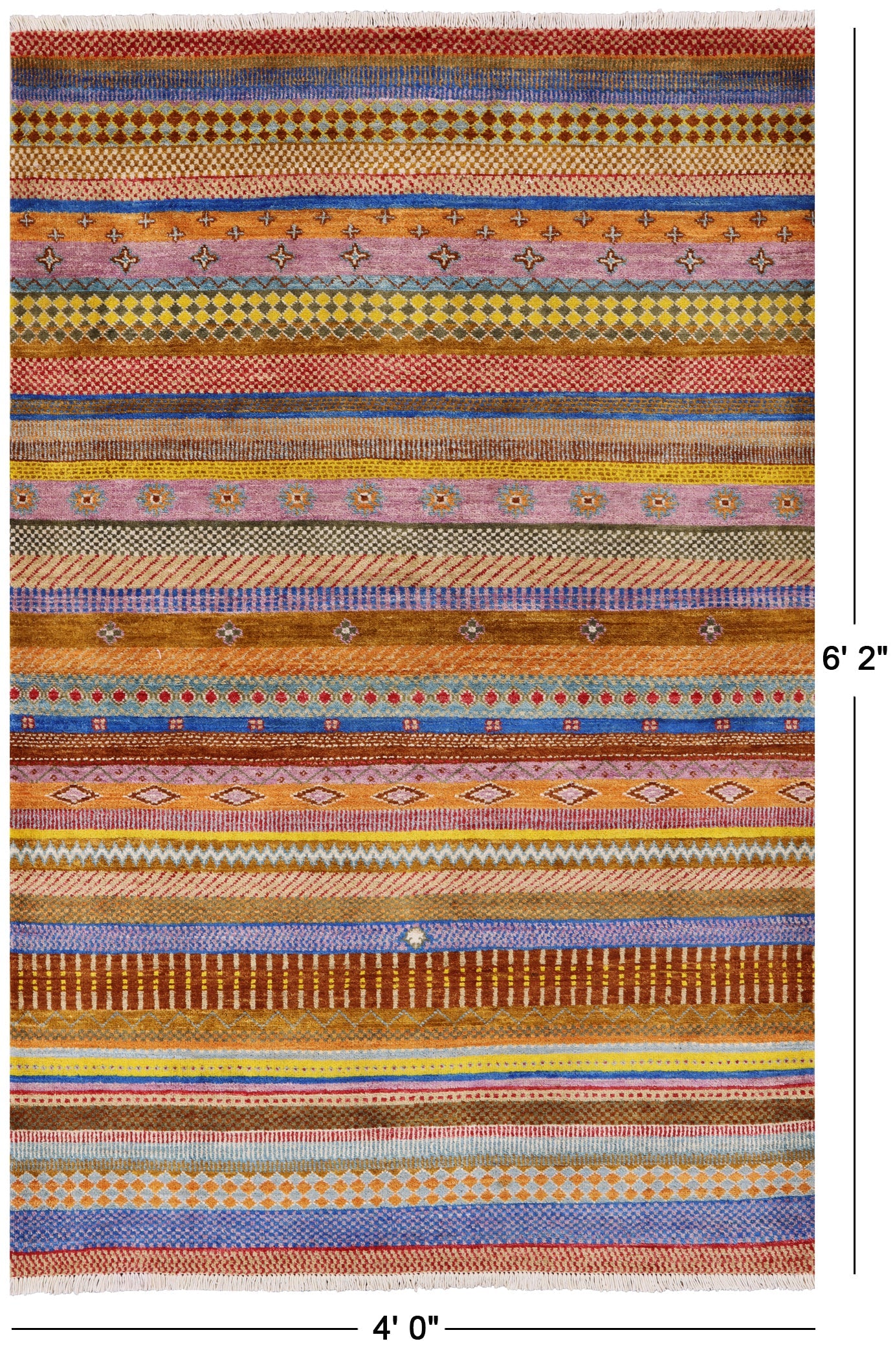 Persian Gabbeh Hand Knotted Wool Rug - 4' 0" X 6' 2" - Golden Nile