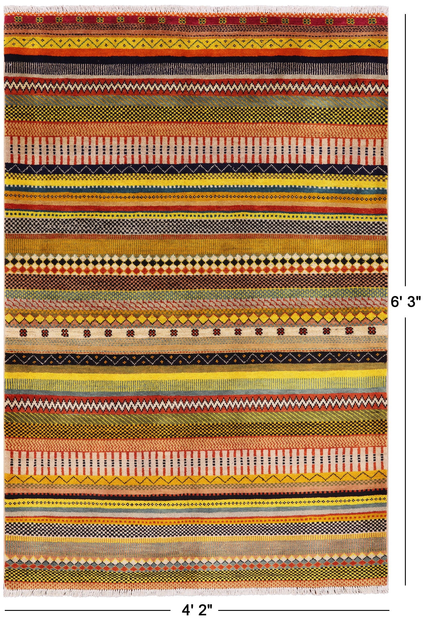 Persian Gabbeh Hand Knotted Wool Rug - 4' 2" X 6' 3" - Golden Nile