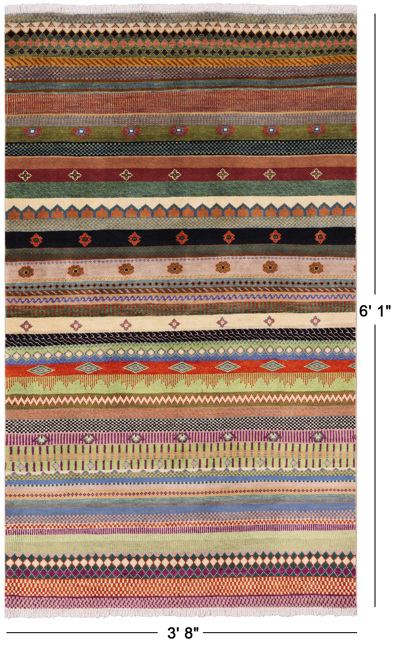Persian Gabbeh Handmade Wool Rug - 3' 8" X 6' 1" - Golden Nile