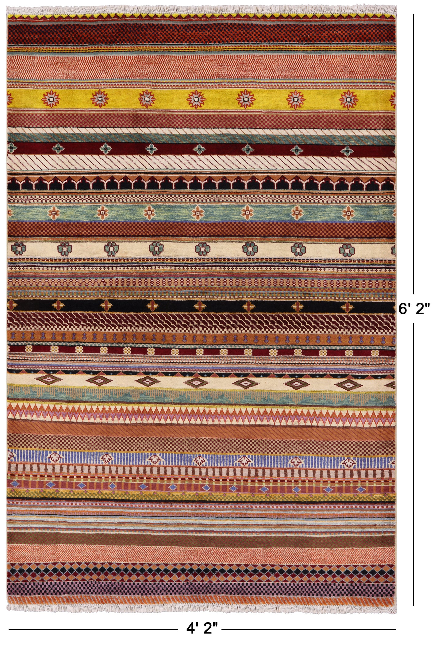 Persian Gabbeh Hand Knotted Wool Rug - 4' 2" X 6' 2" - Golden Nile