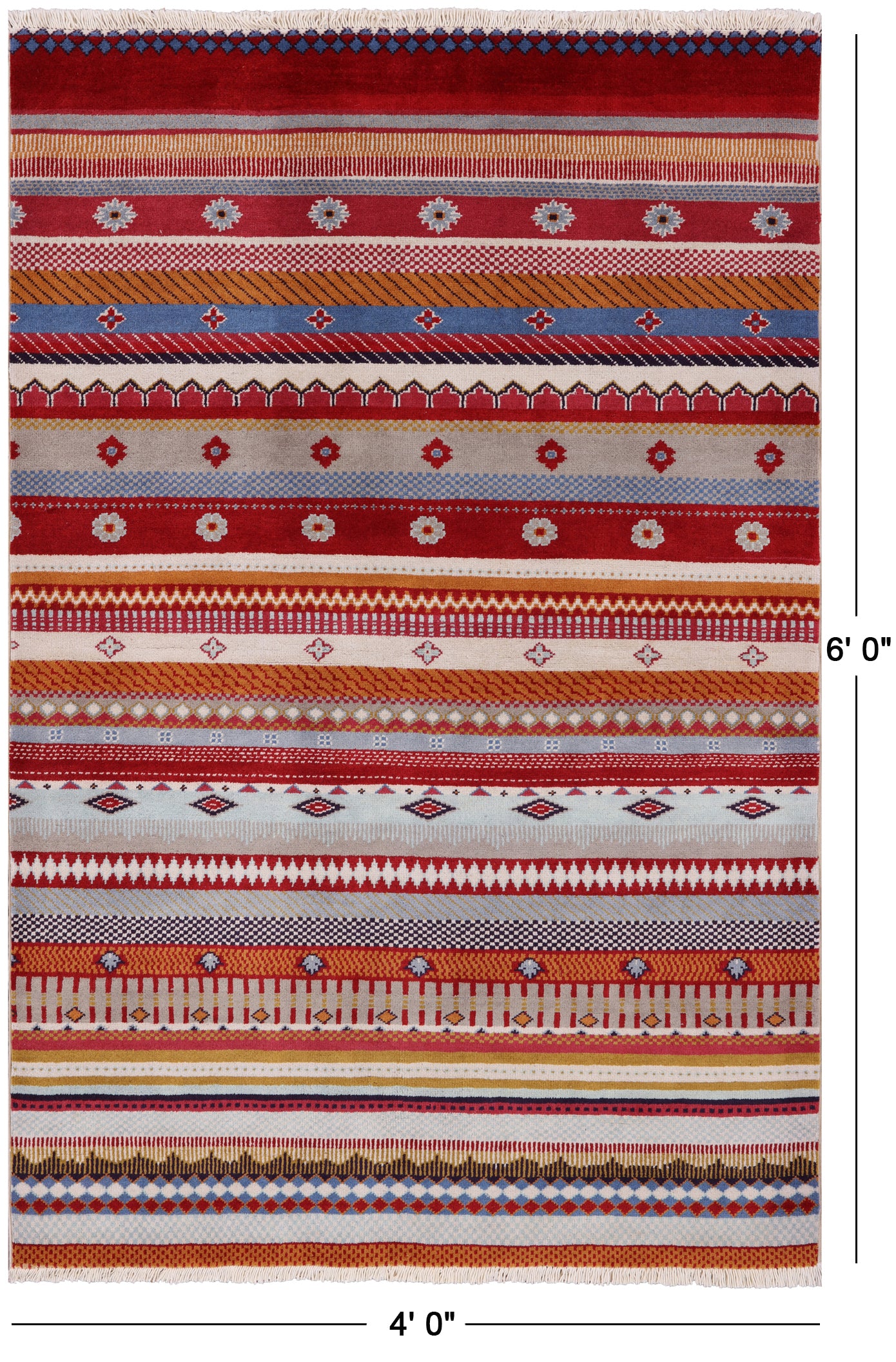 Persian Tribal Gabbeh Handmade Wool Rug - 4' 0" X 6' 0" - Golden Nile
