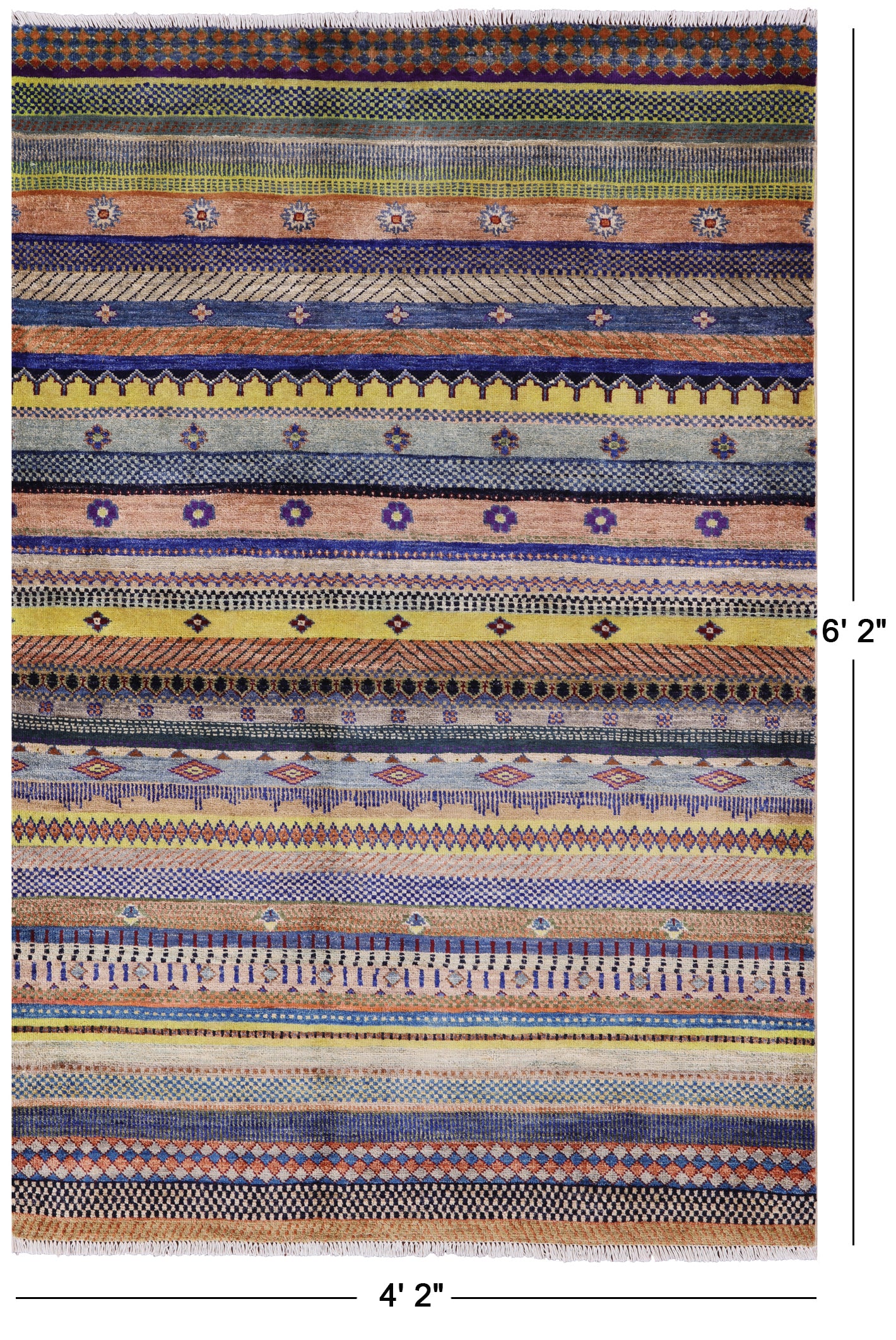Persian Gabbeh Hand Knotted Wool Rug - 4' 2" X 6' 2" - Golden Nile