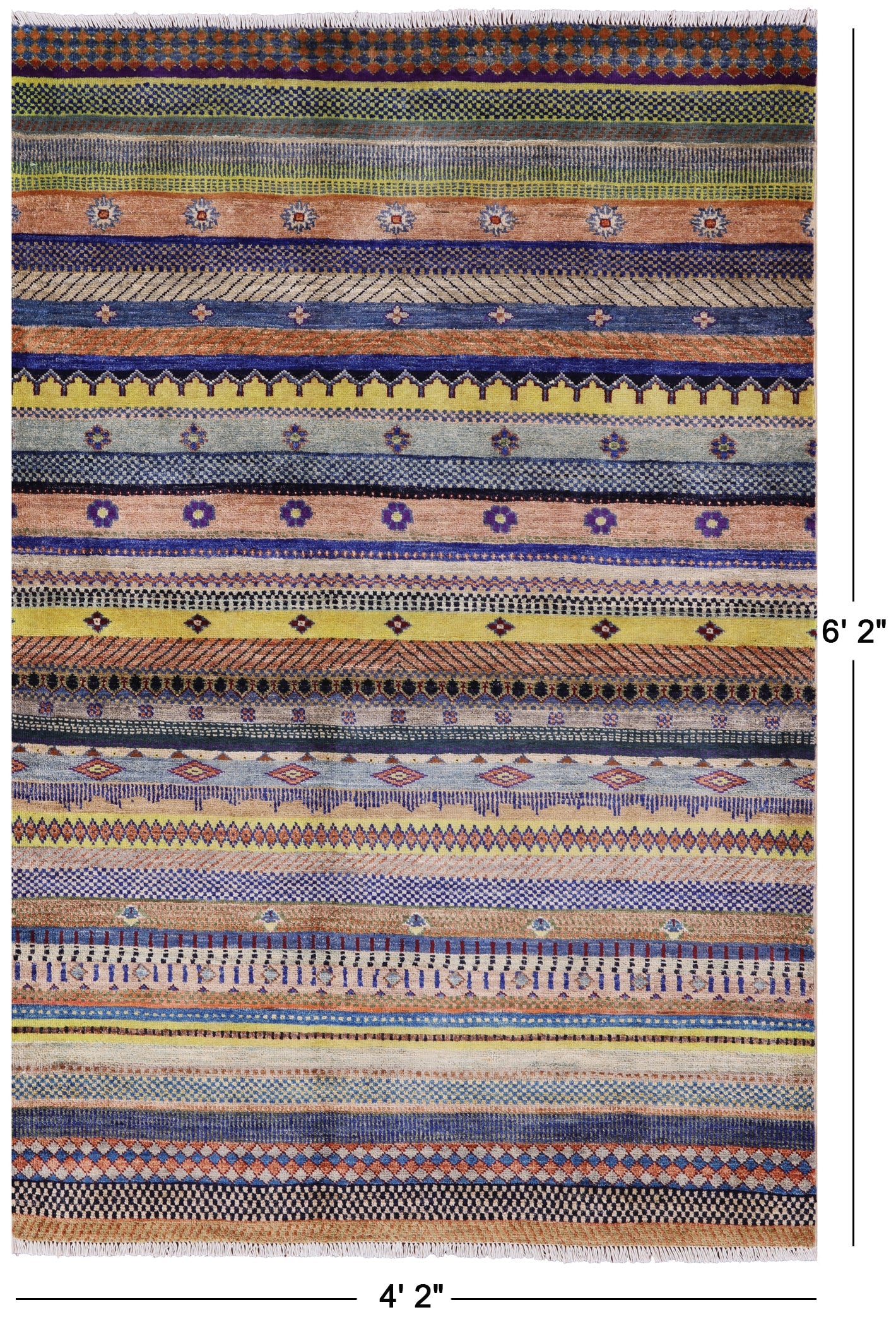 Persian Gabbeh Hand Knotted Wool Rug - 4' 2" X 6' 2" - Golden Nile