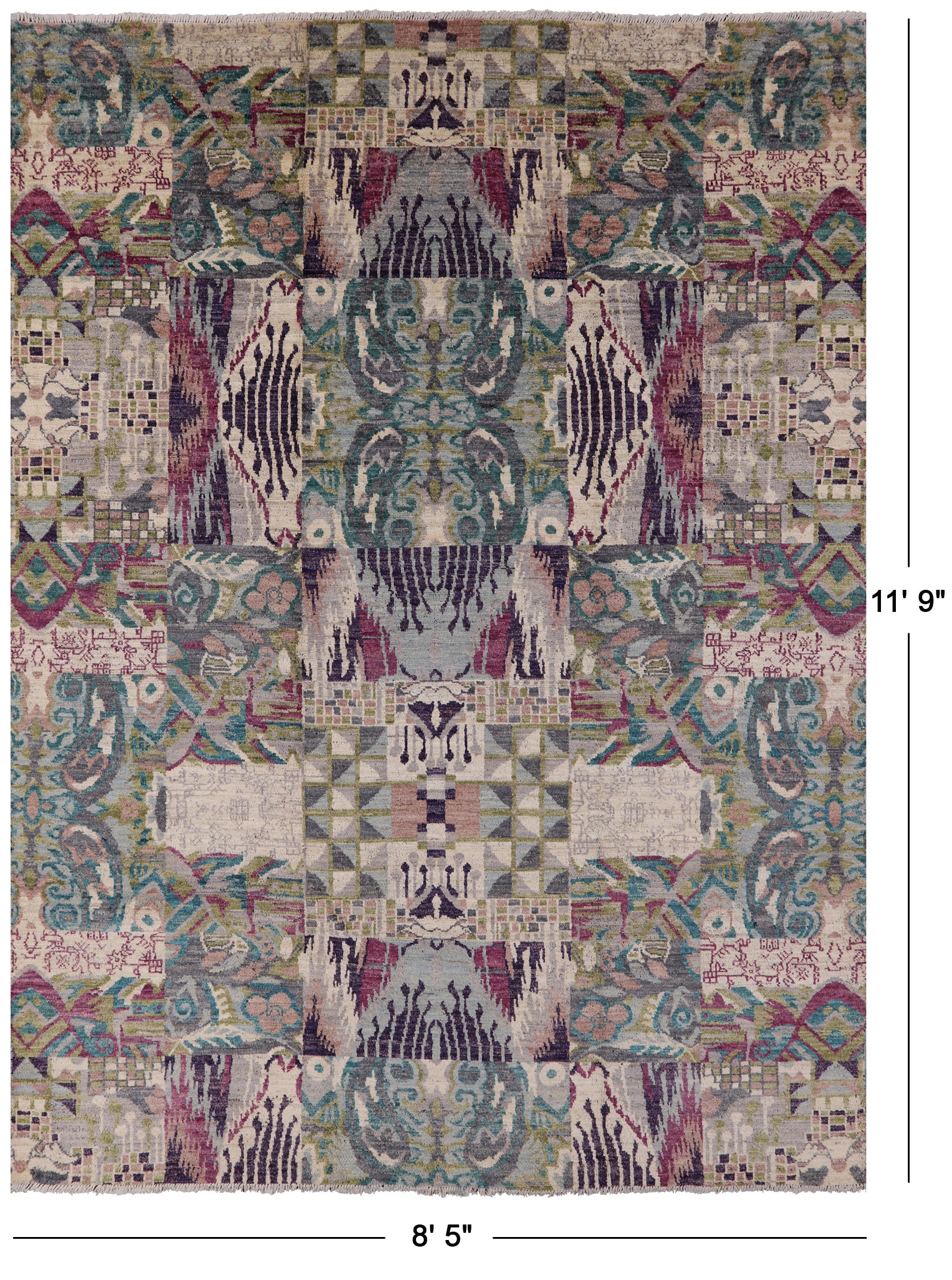 William Morris Hand Knotted Wool Area Rug - 8' 5" X 11' 9" - Golden Nile