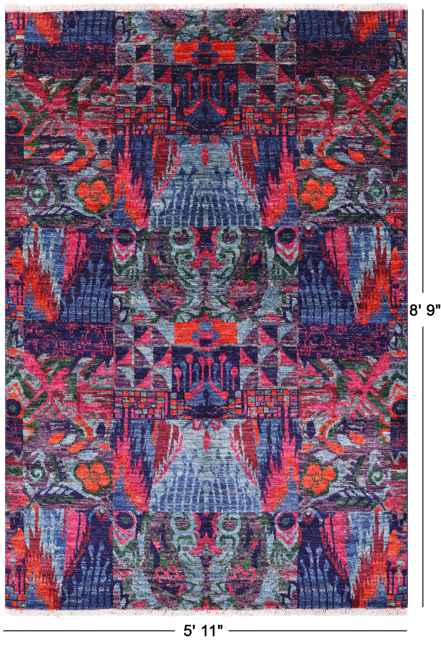 William Morris Hand Knotted Wool Area Rug - 5' 11" X 8' 9" - Golden Nile