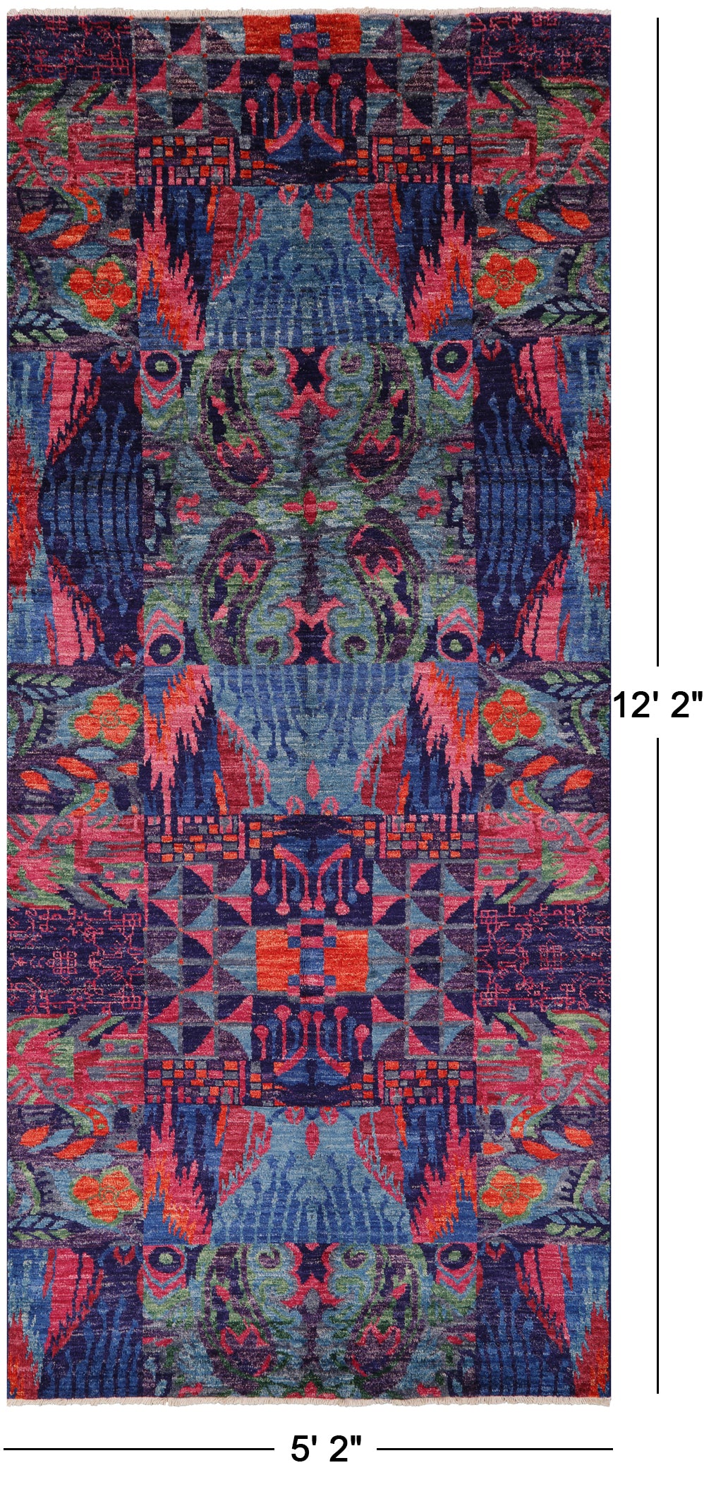 William Morris Hand Knotted Wool Rug - 5' 2" X 12' 2" - Golden Nile