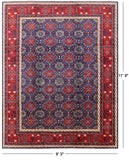 Blue Fine Serapi Hand Knotted Wool Rug - 9' 3" X 11' 9" - Golden Nile