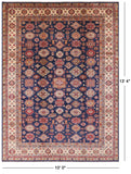 Blue Fine Kazak Hand Knotted Wool Rug - 10' 0" X 13' 4" - Golden Nile