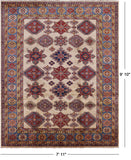 Ivory Super Fine Kazak Handmade Wool Rug - 7' 11" X 9' 10" - Golden Nile