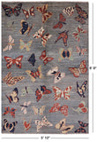 Grey Butterflies Design Modern Handmade Wool Rug - 5' 10" X 8' 9" - Golden Nile